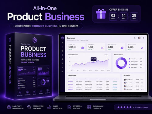 All-in-One Product Business Template Google Sheets & Excel – Complete Inventory Sales Management System (Rainbow)